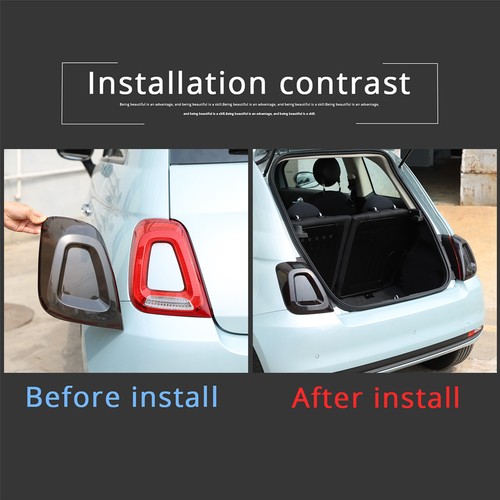 Smoked Black Rear Tail Light Guard Decor Cover Trim Bezels For Fiat 500 2016-24 - Picture 3 of 19