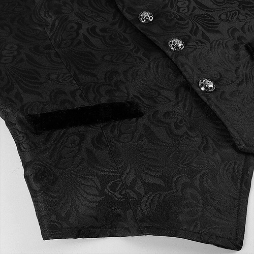 Chaleco chaleco para hombre medieval retro gótico jacquard cuello de terciopelo negro - Imagen 7 de 9