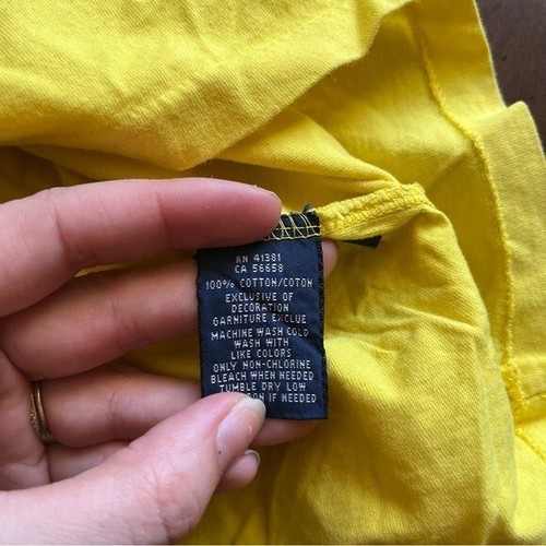 Ralph Lauren S Slim Fit Preppy Golden Yellow Purple Logo Casual VNeck School Tee - Picture 8 of 8