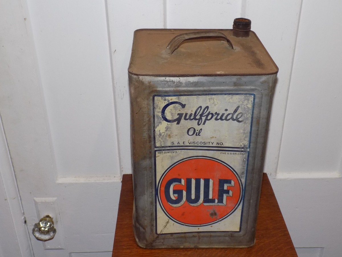 Vintage Gulf Gulfpride 5 Gallon Square Empty Oil Can | eBay
