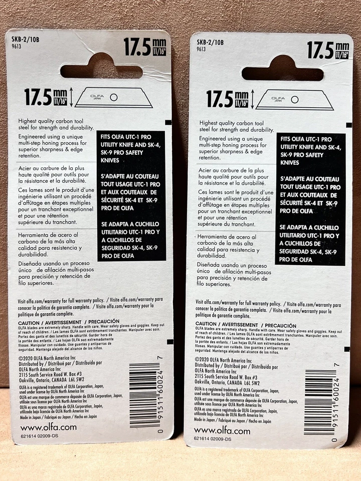 OLFA SKB-2-10B 9613 Trapezoid Safety Cutter Blades - 2 Packs = 20 Total - Image 2 of 2