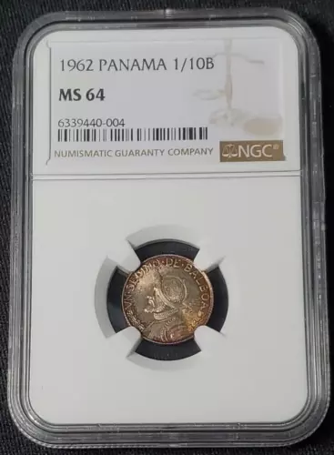 1962 Panama Silver 1/10 Balboa - NGC MS-64
