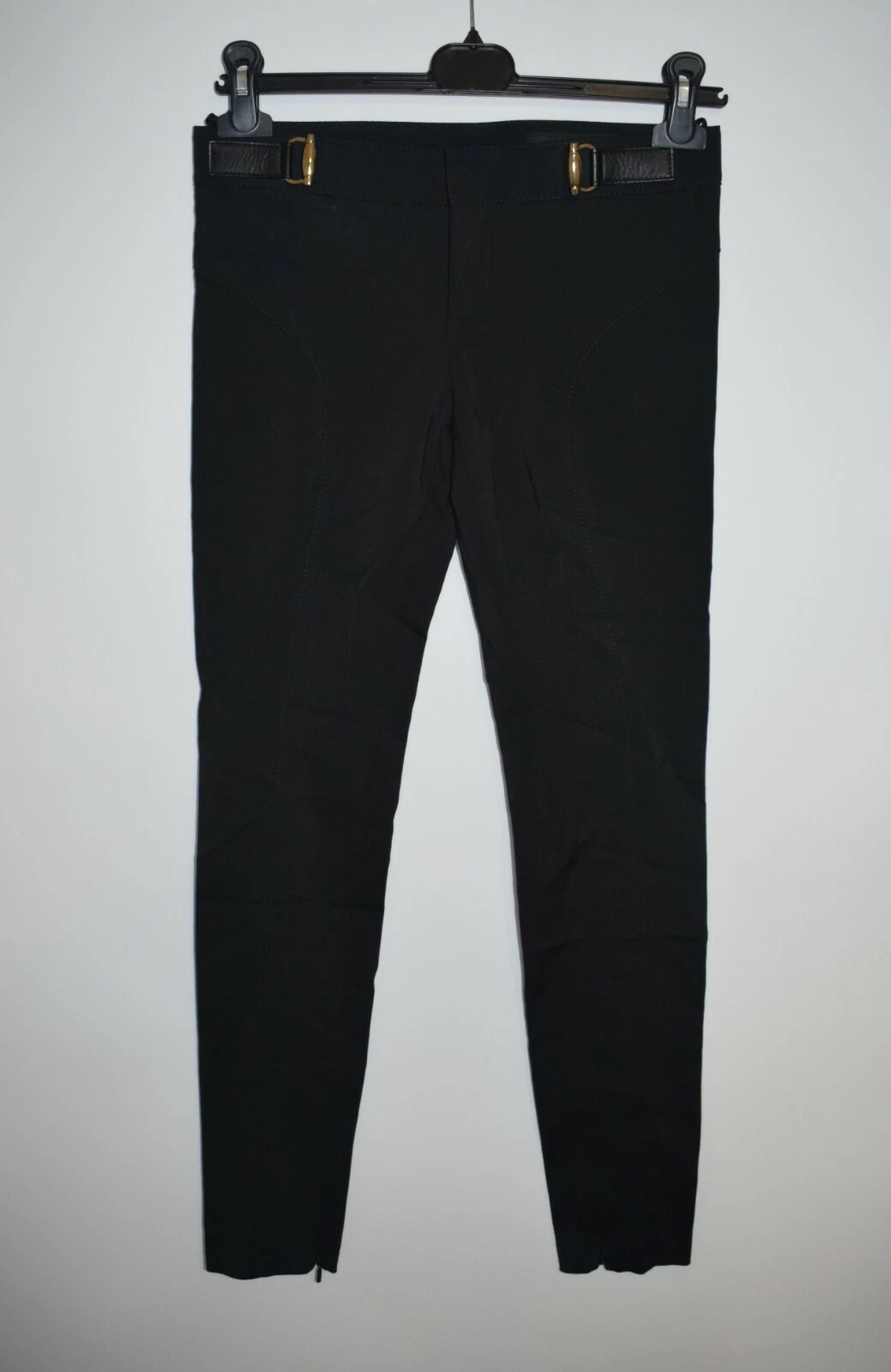 Pantalon femme Gucci à boucle noire lambrissée cuir détail taille 38 IT