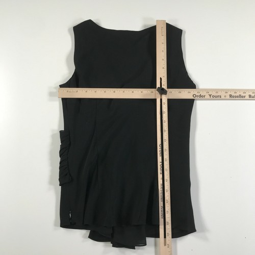 Magaschoni Shirt Womens 4 Black Tank Top Sleeveless Knot Front Silk V Neck - Picture 7 of 10
