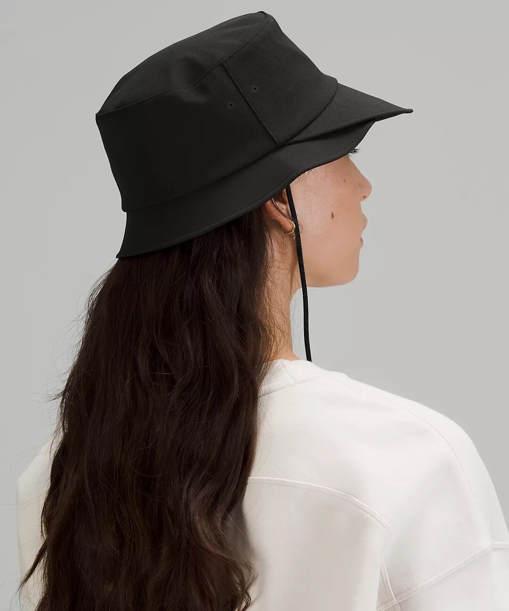 Lululemon Wide Brim Bucket Hat Strap NWT XS/S Black Drawcord  display picture 3