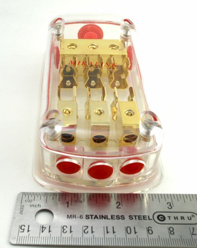 1 4-Gauge In 3 8-Gauge Out Gold Plated AGU Fuse Holder Distribution Block 120AMP - Picture 6 of 6