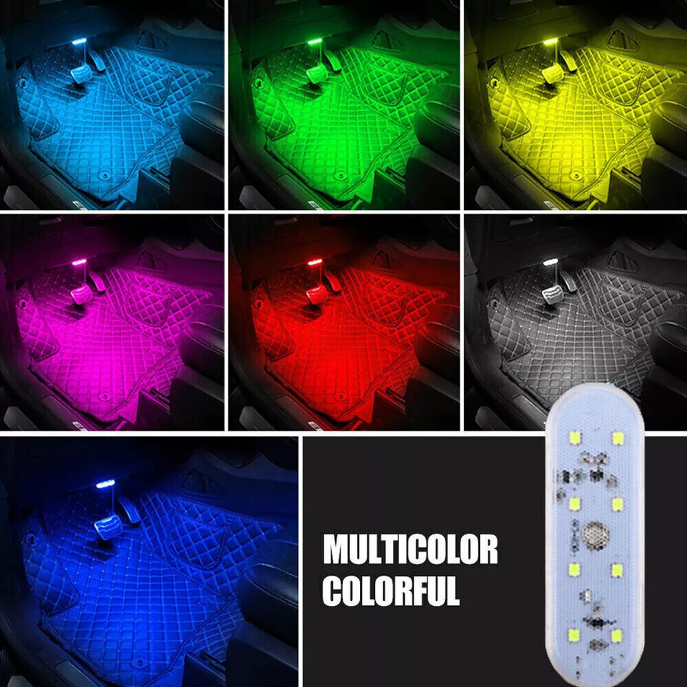 Car RGB Touch LED Lighting Light USB USB Adjustable Mobile Interior 2pcs