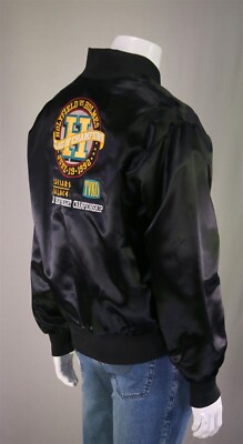 Holyfield vs Holmes 1992 Jacket XL Caesars Palace Black Satin Bomber Vintage