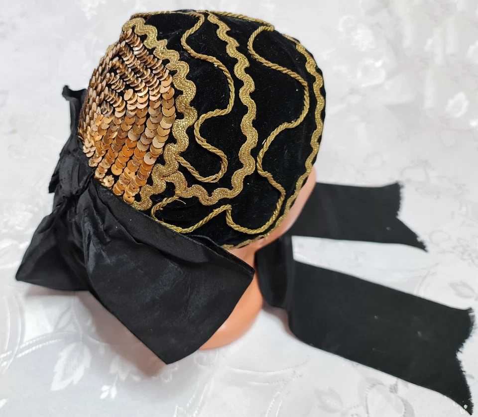 ANTIGUO AUTÉNTICO C19 AUSTRIA TRACHTENHAUBE VICTORIANO ORO BORDADO SOMBRERO Foto 2 de 4