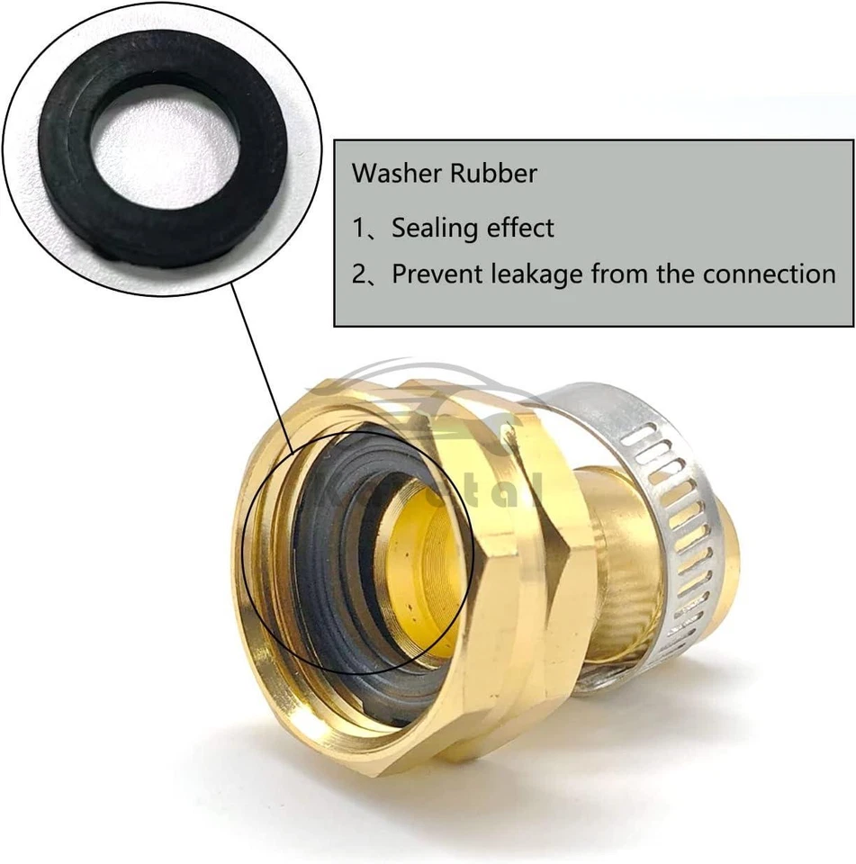 Kit de reparación de extremo de reparador de jardín de 3/4" 5/8" manguera de agua conector macho hembra con abrazadera Foto 4 de 4