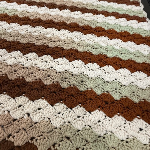 Vtg. Roseanne Bar Couch Throw~Brown Beige & Moss Green 38x60” Retro/Y2k/Cottage - Picture 4 of 5