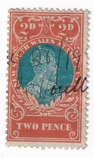 Australia NSW 1908 King Edward VII 2D Stamp Duty Revenue on Blue Paper