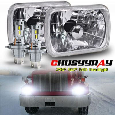 Pair 7x6'' 5x7 Led Headlight Hi/Lo DRL Bulb H4 for Peterbilt 330 1995-2005 Truck