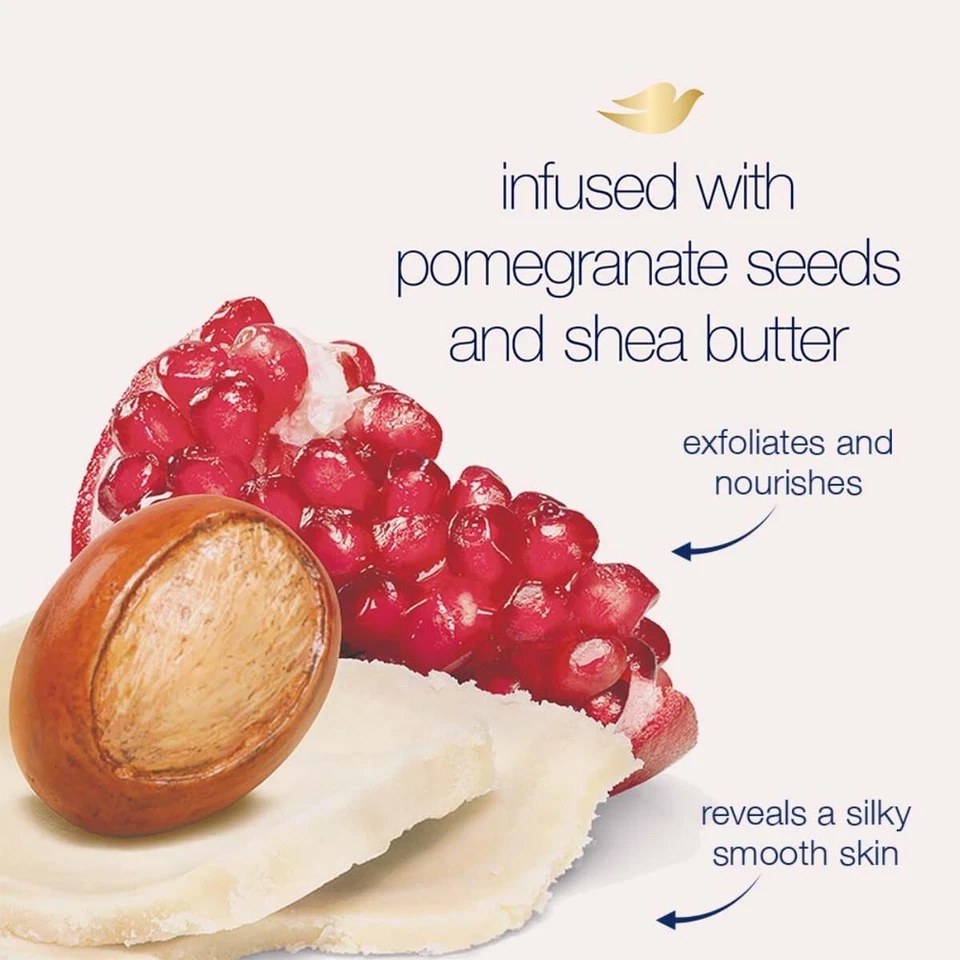 Dove Body Polish Exfoliating Scrub, Moisturizing Shea Butter Pomegranate - 298gm - Image 4 of 4