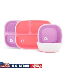 Toddler Divided Plate  Bowl Set No Slip BPA Free Modern Design 4 Pack New