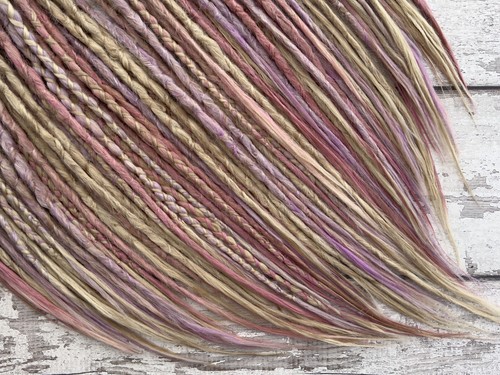 Estensioni capelli all'uncinetto all'uncinetto biondo rosa viola sintetico Dreads singola doppia estremità - Foto 4 di 11