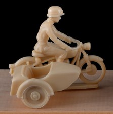 Marx WWII German Cycle Combination - tan unpainted plastic - 1990 - low stock