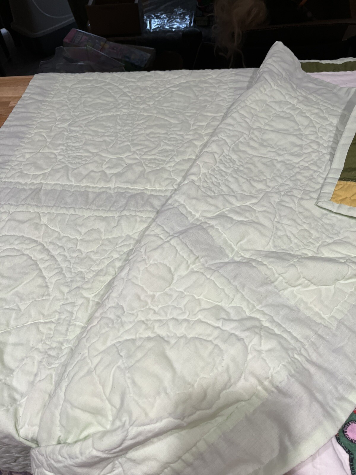 vtg handmade mattress topper patchwork Quilt Butterflies Afghan