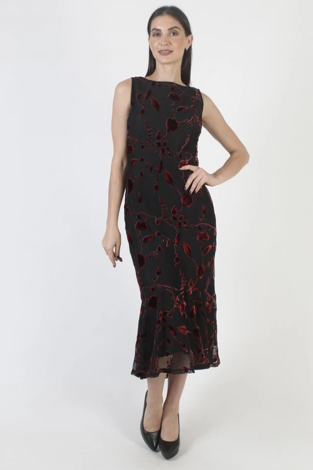 复古黑色天鹅绒倦怠连衣裙 Evan Picone 正式不对称舞会懒人礼服 8 — 第 4/4 张图片