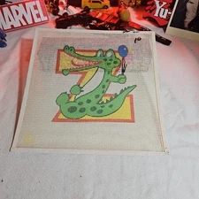 Vintage Needlepoint Canvas:  Childrens Theme Letter "Z"