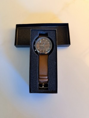 New Xavier Chronograph Watch with Brown Leather Strap - New Battery