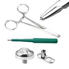 Body Piercing Dermal Kit - Includes Forcep Dermal Punch  Jewel Dermal Anchor