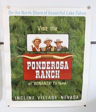 VISIT THE PONDEROSA RANCH BONANZA LAKE TAHOE NEVADA ORIGINAL ATTRACTION POSTER