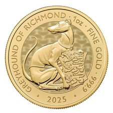 2025 U.K. 100 Pound 1 oz Gold Tudor Beast Greyhound of Richmond Brilliant 5312.56 per troy oz