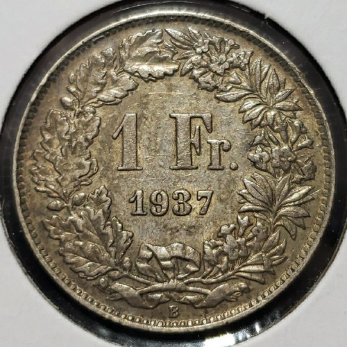 Schweiz 1937 B Franken Silbermünze KM#24 1M Auflage vz
