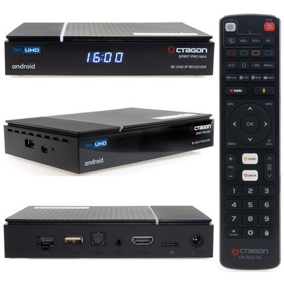 OCTAGON SPIRIT PRO MAX 8K UHD HDR10+ ANDROID TV OTT MEDIA STREAMING BOX 5G WLAN 