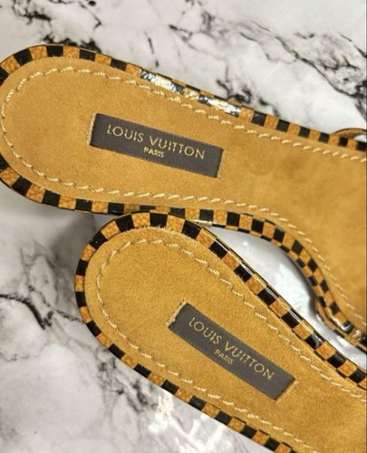 LOUIS VUITTON Damier Sandals Strap Ribbon Mules Size35/US5 Nobox Brown Low Heel - Picture 23 of 24
