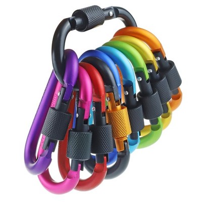10 Pack Aluminum D Ring Key Rings Hiking Clips Locking Carabiner for Hiking C...