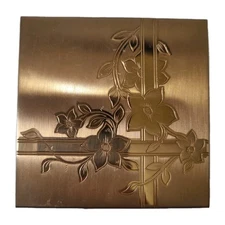 Vintage 1950's Zell 5th Avenue Gold Tone Mirror Powder Compact Makeup  3"x3" 