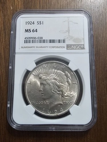 1924 Silver Peace Dollar NGC MS64