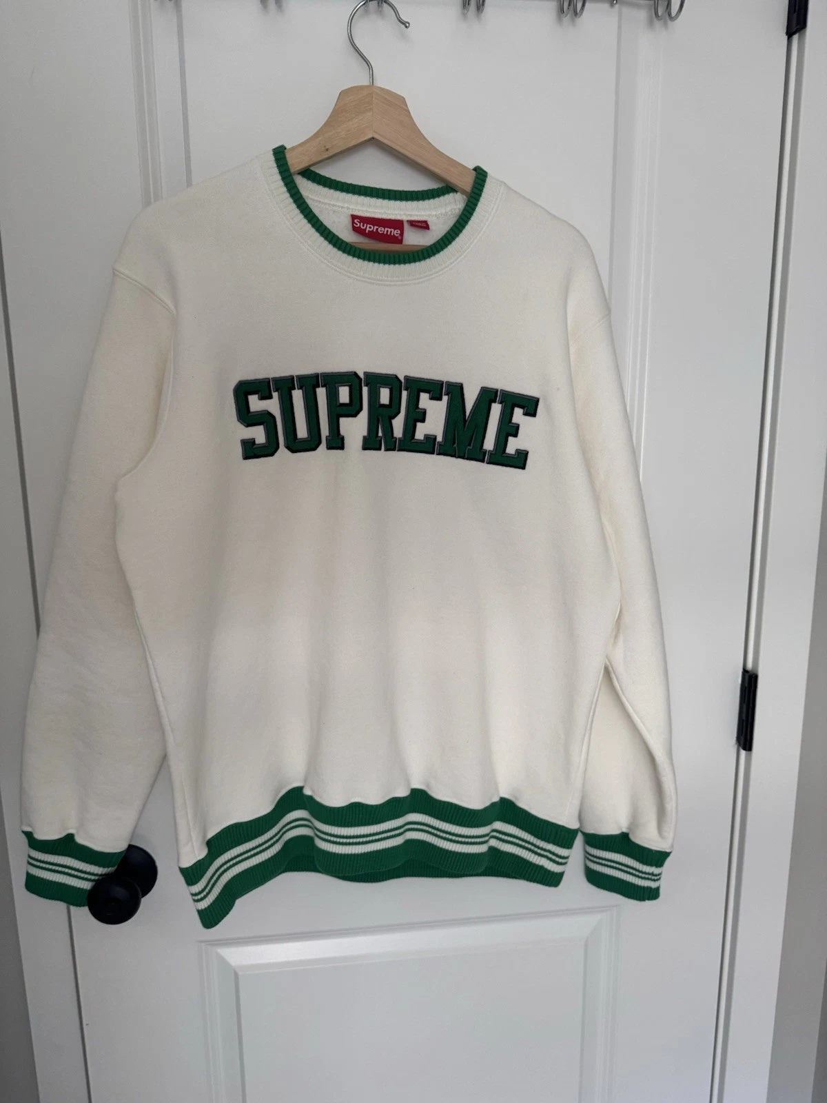 SUPREME SS17 Feutre Ombre Col Rond M Haut Pull Blanc M Medium Authentique Neuf