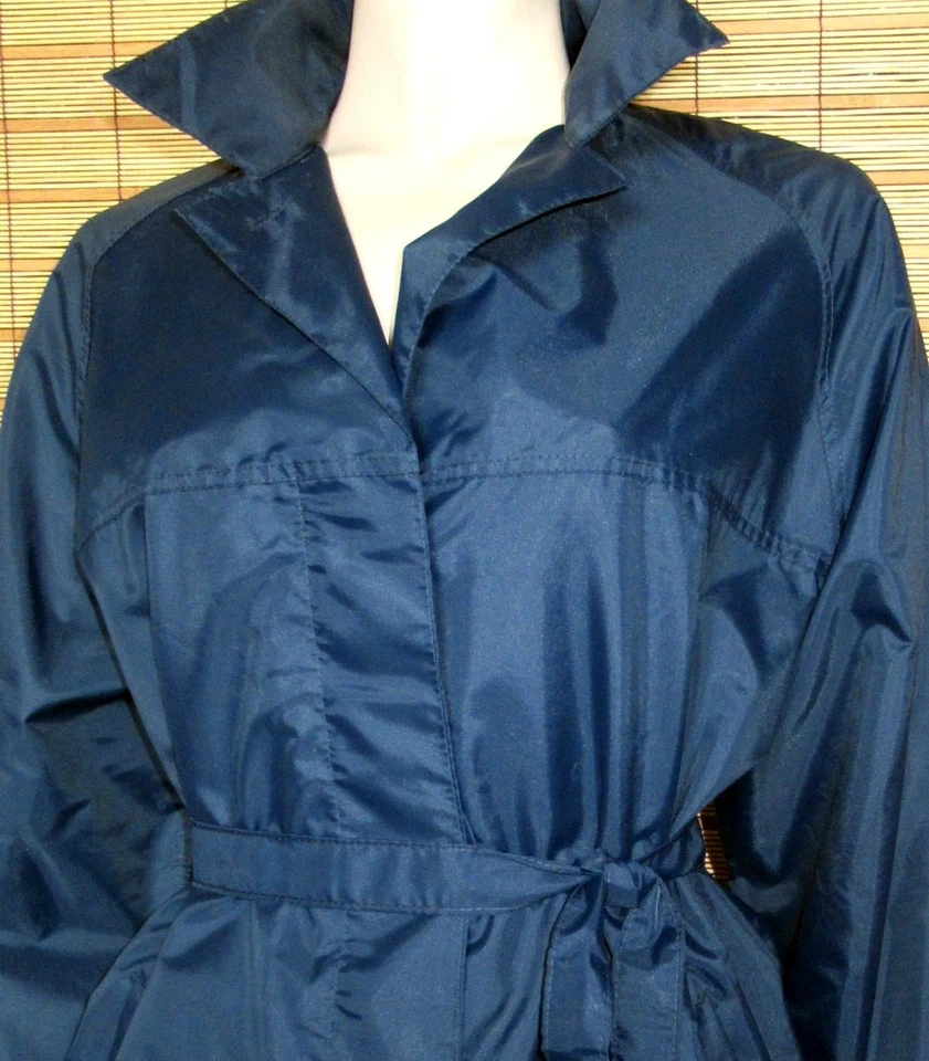 BLAUER REGENMANTEL - RAINCOAT - NYLON - VINTAGE - LILION - GR. 42 - Bild 3 von 4