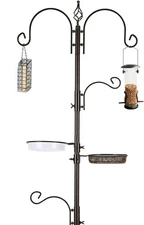 Bird Feeding Station Kit Feeder Pole Hanging W/ Suet & Bath Mesh Tray Hanger US