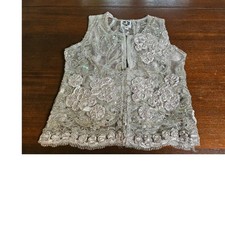 Gilet équestre Royal Altesse enfant moyen argent paillettes fleurs maille fermeture éclair devant