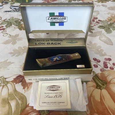 Camillus USA Howling Coyote mint in box American Wildlife 11B lockback knife