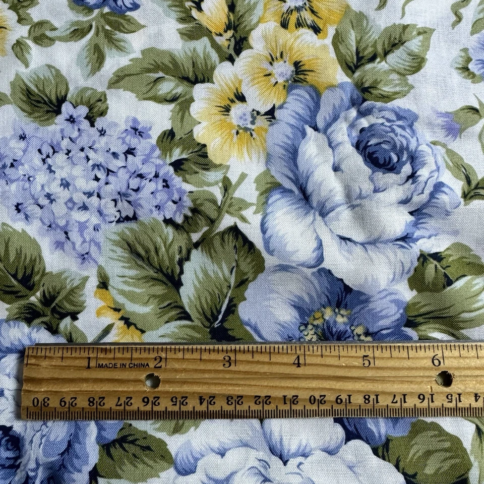 Tela de algodón azul floral vintage Faye Burgos para Marcus Bros 3,5 yardas Foto 4 de 4
