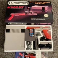 1988 circle seal NES Action Set complete in box W/ Manuals, Duck Hunt/ Mario