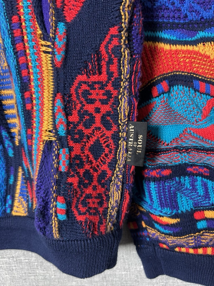 Rare Soul of Australia Coogi Multicolor 3D Knitted Sweater