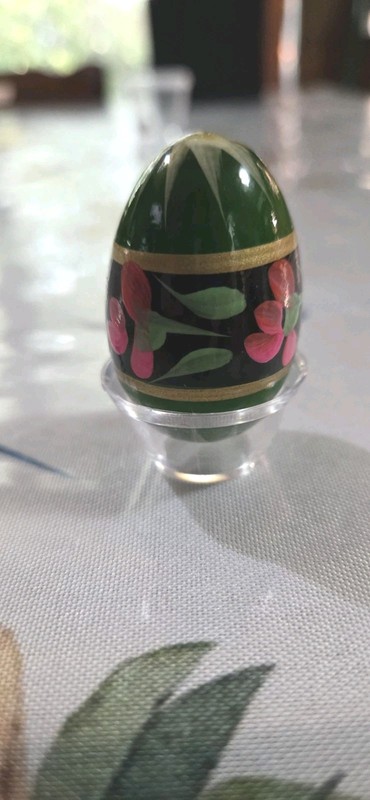 Vntg Hand-Painted Wooden Egg Folk Art Style Likely From Russia, Poland, Ukraine