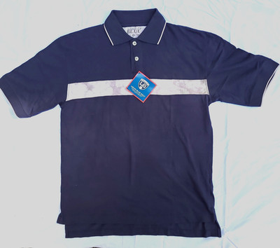 Vintage Liquid Blue Mens Navy Blue Size Medium Golf Polo Shirt Stretch Cotton