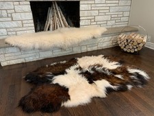 Natural Sheepskin Icelandic Rug / Real Natural Icelandic White Brown Sheepskin