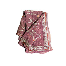 Pink Embroidered Gota Traditional Saree Georgette Recycled Fabric Vintage Dress
