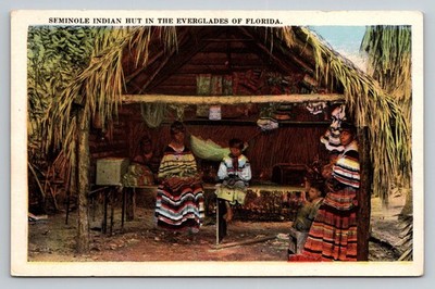 Everglades Florida Seminole Native Indian Hut c1920's FL Postcard