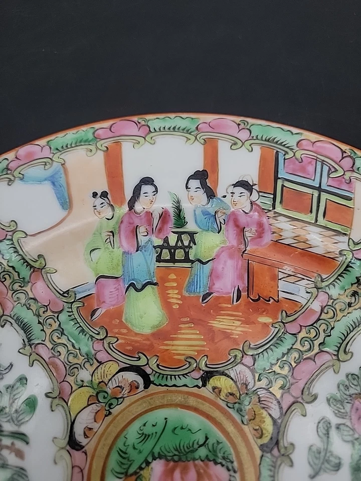 8 Rose Medallion Antique Hand Painted  8 3/4" Plates - Image 3 of 4