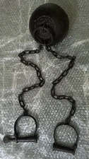 Antique Shackles Cuffs Ball Leavenworth Chain Ball iron Prison Cast