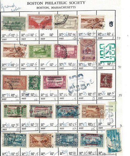 2 Old Stamp pages French Stamp Lot with / Overprints, "Grand Liban LEBANON - Picture 3 of 14